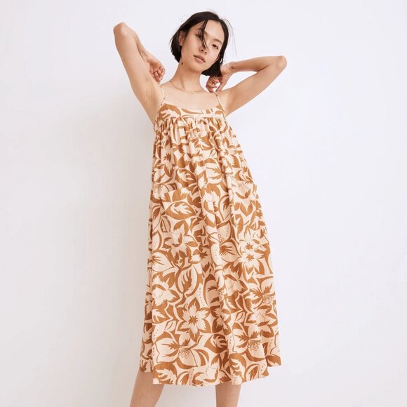 EUC Madewell Small Linen-Blend Cami Midi Dress in Tropicale Floral - Picture 1 of 10